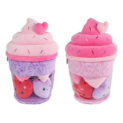 Fluffy menu pluche ijsje met 4 hartjes - 36cm