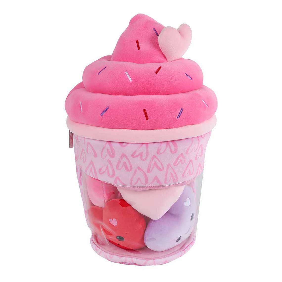 Van manen pluche ijsje knuffel met hartjes - fluffy menu 36cm speelgoed.