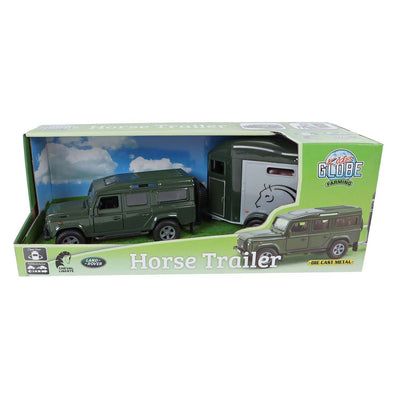Kids globe land rover met trailer 26cm