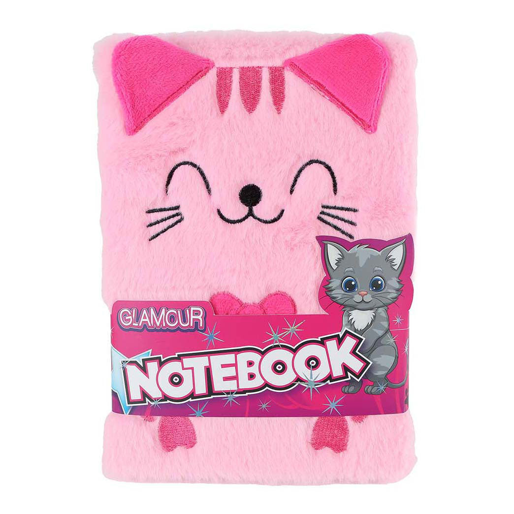 Glamour fluffy kat notitieboek a5 roze - 80pag.