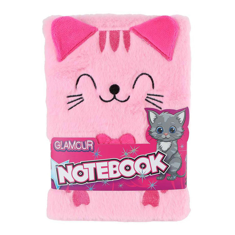 Glamour fluffy kat notitieboek a5 roze - 80pag.