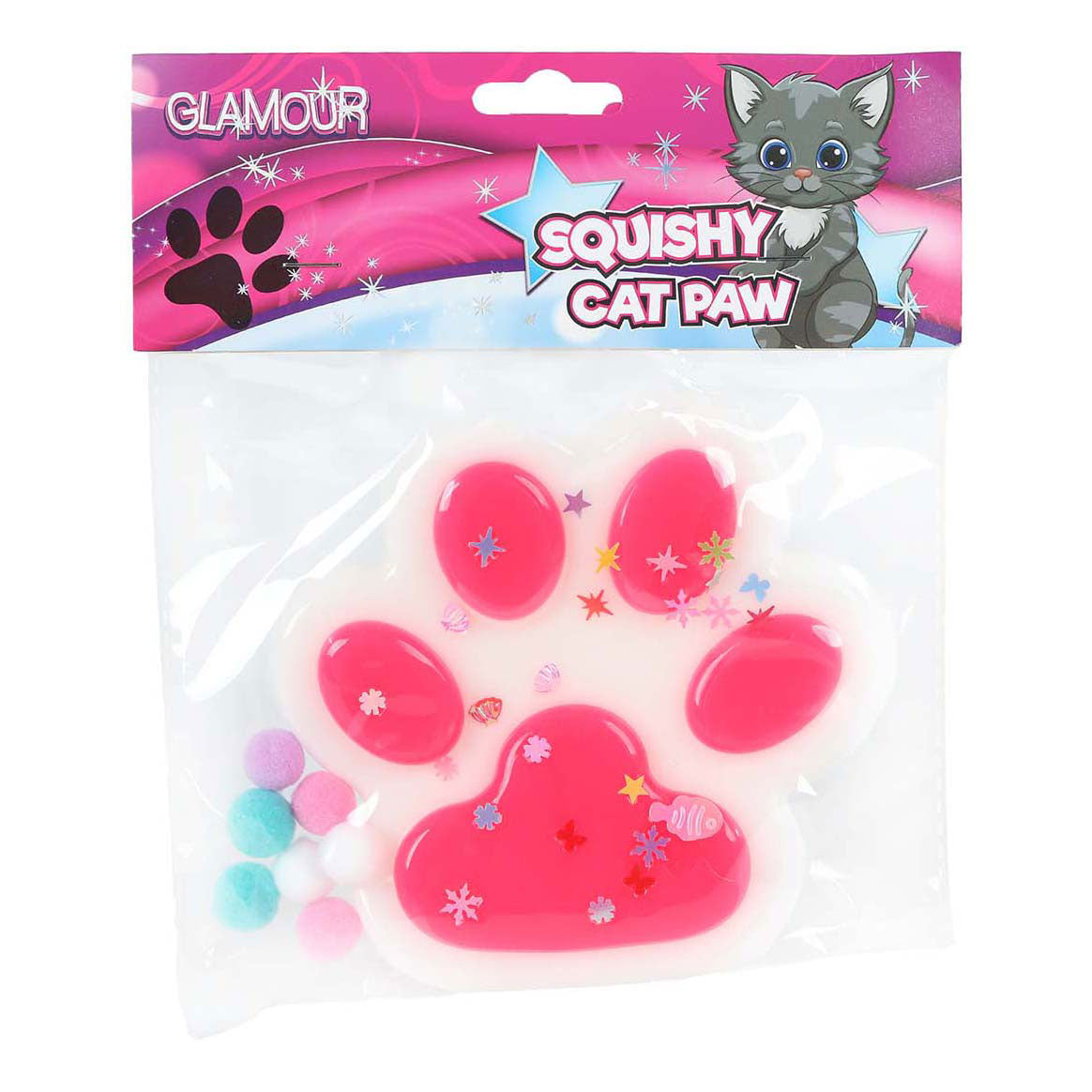 Glamour squishy mega kattenpoot 12,5cm 4 assorti