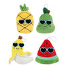 Fluffy menu pluchen fruit met zonnebril - 6cm
