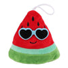 Fluffy menu pluchen fruit met zonnebril - 6cm