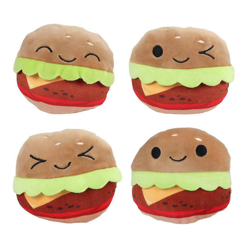 Fluffy menu zak met 4 hamburgers pluche - 40cm