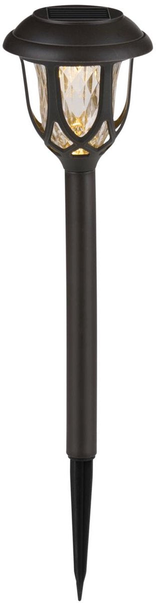 Grundig solar tuinlamp - solar verlichting buiten met warm wit licht - tuinverlichting op zonne energie met grondspies - ip44 - 6-8 uur brandtijd