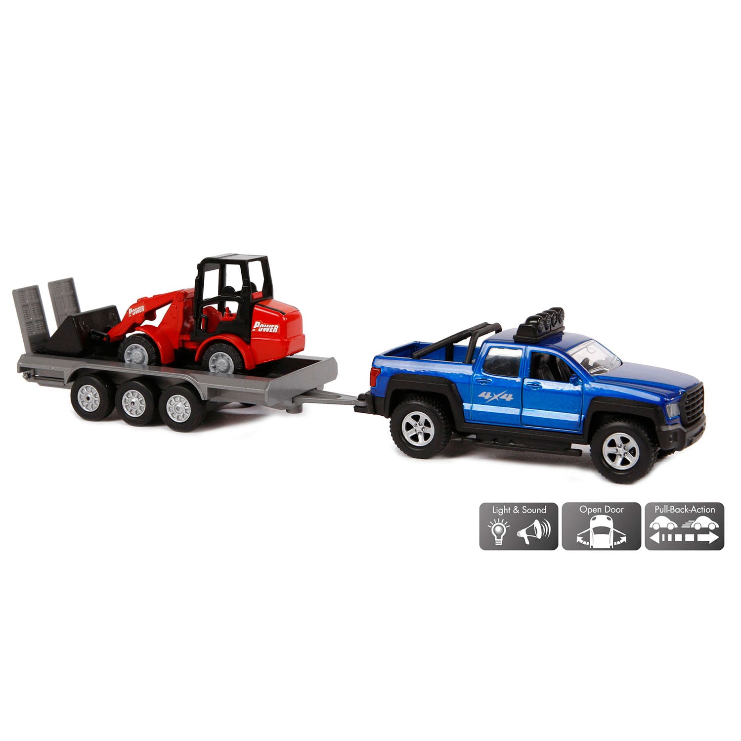 Kids globe terreinwagen met aanhanger en shovel, 30cm