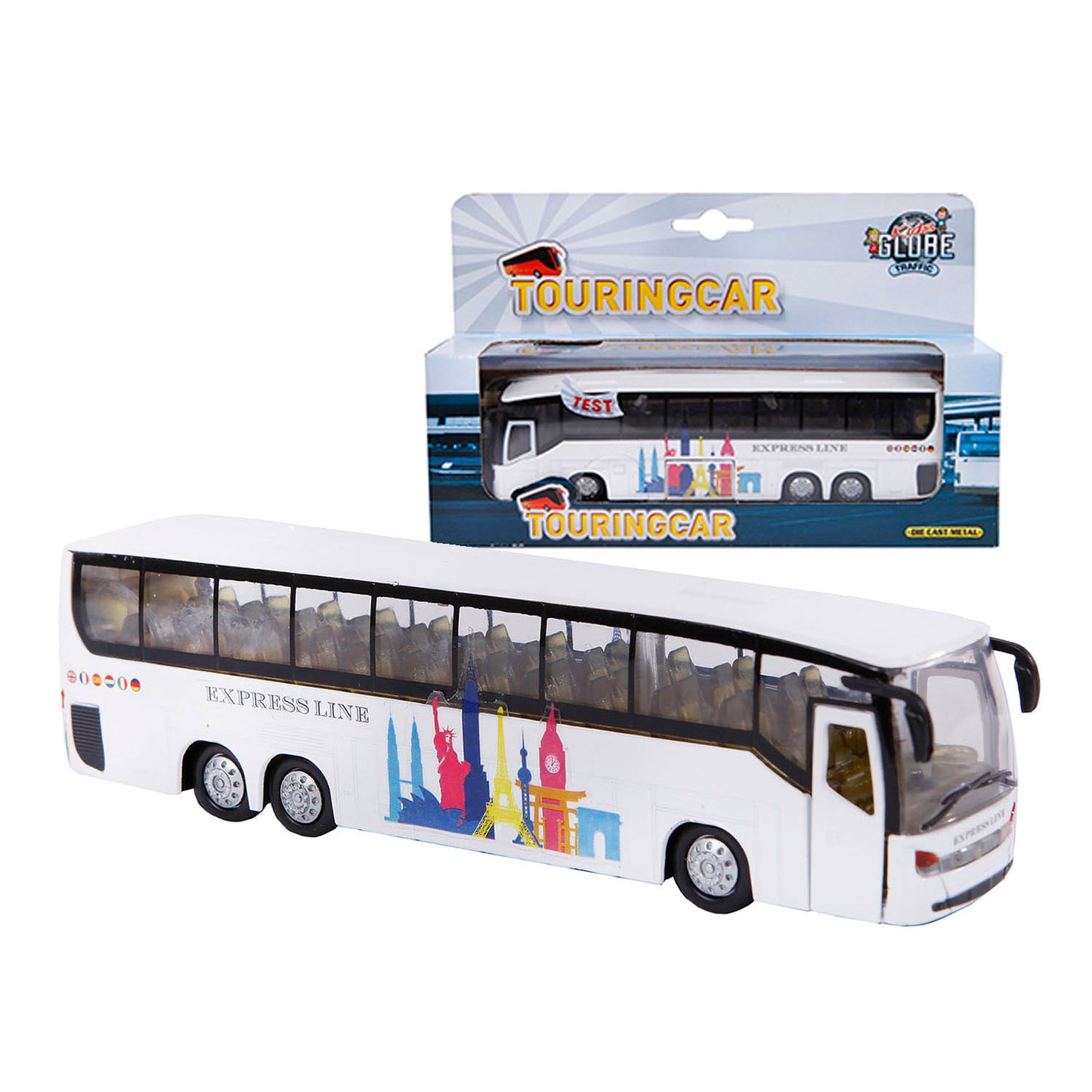 Kids Globe Die-cast Bus met Licht en Geluid, 19cm