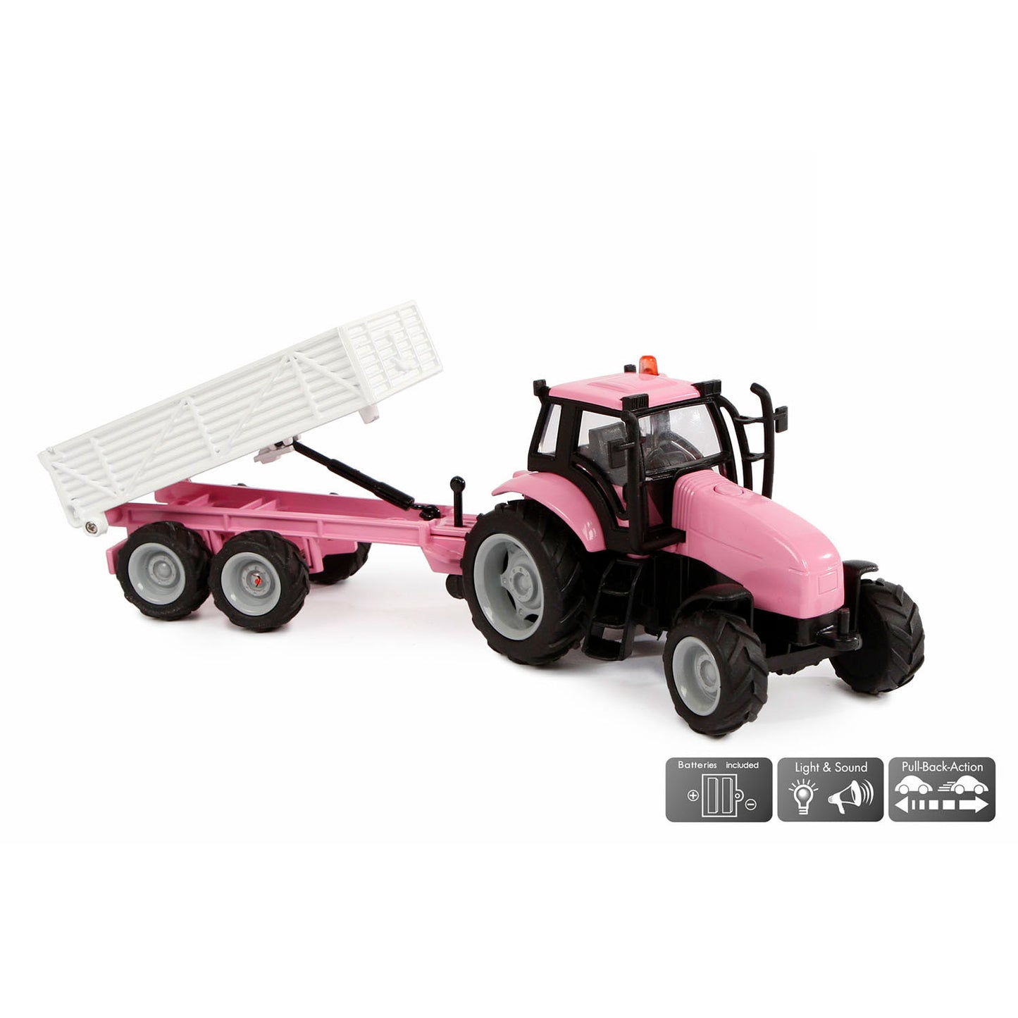 Kids Globe Die-cast Tactor met Aanhanger - Roze