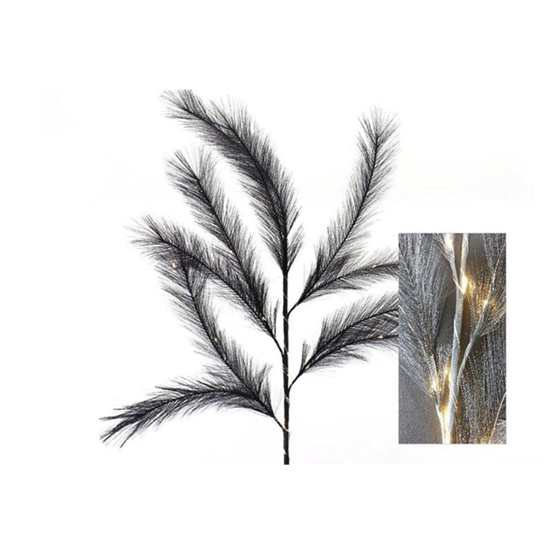 Hbx natural living pluimgras tak met verlichting led 72cm zwart