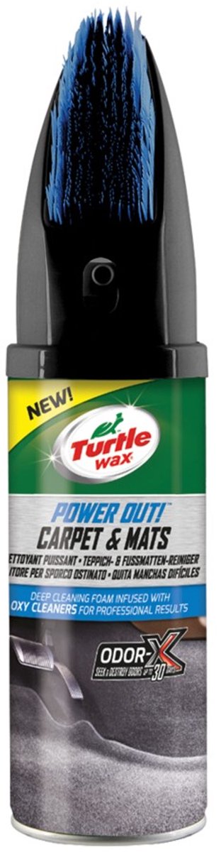 Turtle wax power out carpets mats - bekleding interieur reiniger - verwijdert hardnekkige vlekken - sneldrogende formule – met de odor-x technologie - elimineert geurtjes - tot 30 dagen - 400ml