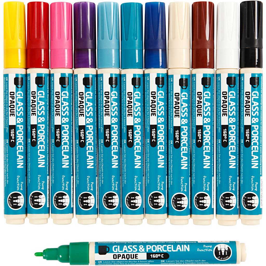 Creativ company https: www.cchobby.nl glas-en-porseleinstift-lijndikte-2-4-mm-dekkend-diverse-kleuren-12-stuk-1-doos