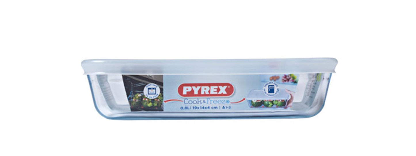 Pyrex schaal met kunststof deksel 0.8l