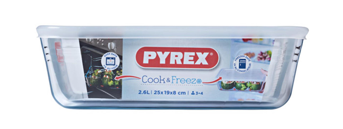 Pyrex cooking storage all in one - met deksel - borosilicaatglas - 25 x 20 cm - 2.6 l