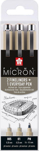 Sakura pigma micron etui 3 fineliners zwart 005-01-pn arch.