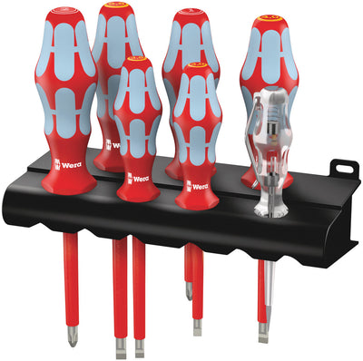 Wera 3160 i 7 schroevendraaierset kraftform plus, roestvrij staal + rek (rood blauw, 7-delig)