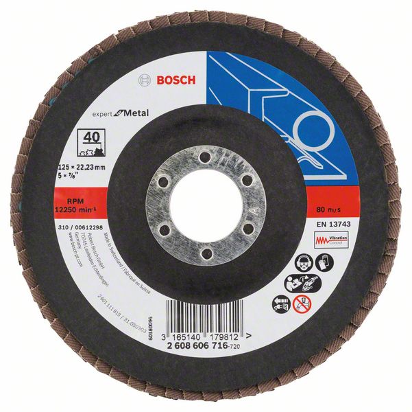 Bosch accessoires 1 lamellenschijf 125 x551, expert for metal haaks, k40 - 2608606716