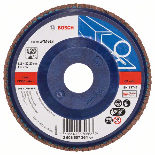 Bosch accessoires 1 lamellenschijf 115 , expert for metal recht, kunststof, 120 - 2608607364