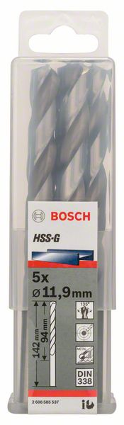 Bosch accessoires metaalboren hss-g, standard 11,9 x 101 x 151 mm 5st - 2608585537