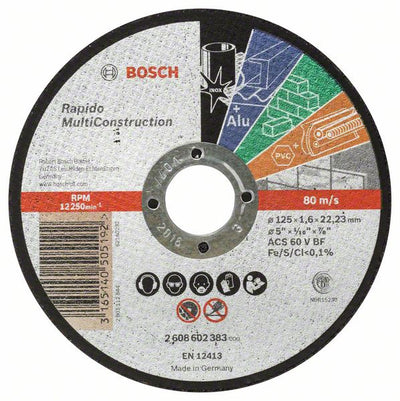 Bosch accessoires doorslijpschijf recht rapido multi construction acs 46 v bf, 125 mm, 22,23 mm, 1,6 mm - 1 stuks - 2608602383