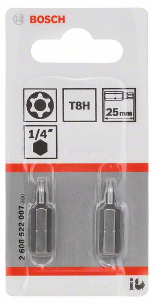 Bosch accessoires t8h security-torx®-bit extra-hard t8h, 25 mm 2 stuks - 2608522007