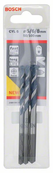 Bosch accessoires 3-delige betonborenset cyl-5 5; 6; 8 mm 3st - 2608588164