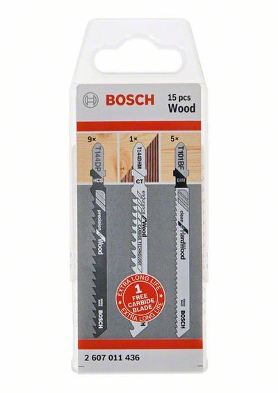 Bosch accessoires set decoupeerzagen voor hout | 15 stuks - 2607011436
