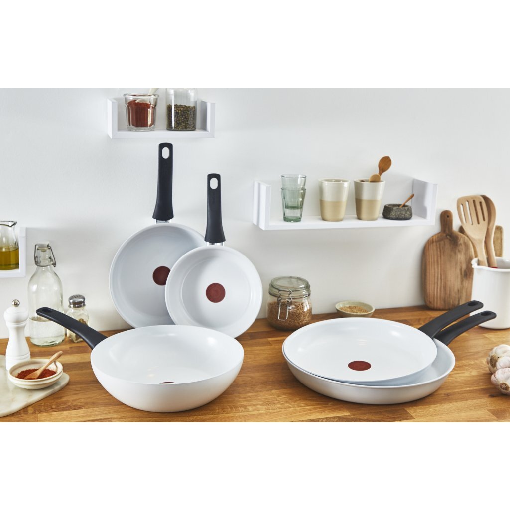 Tefal Kookgerei Tefal Ceramic Control Koekenpan 24 cm Wit