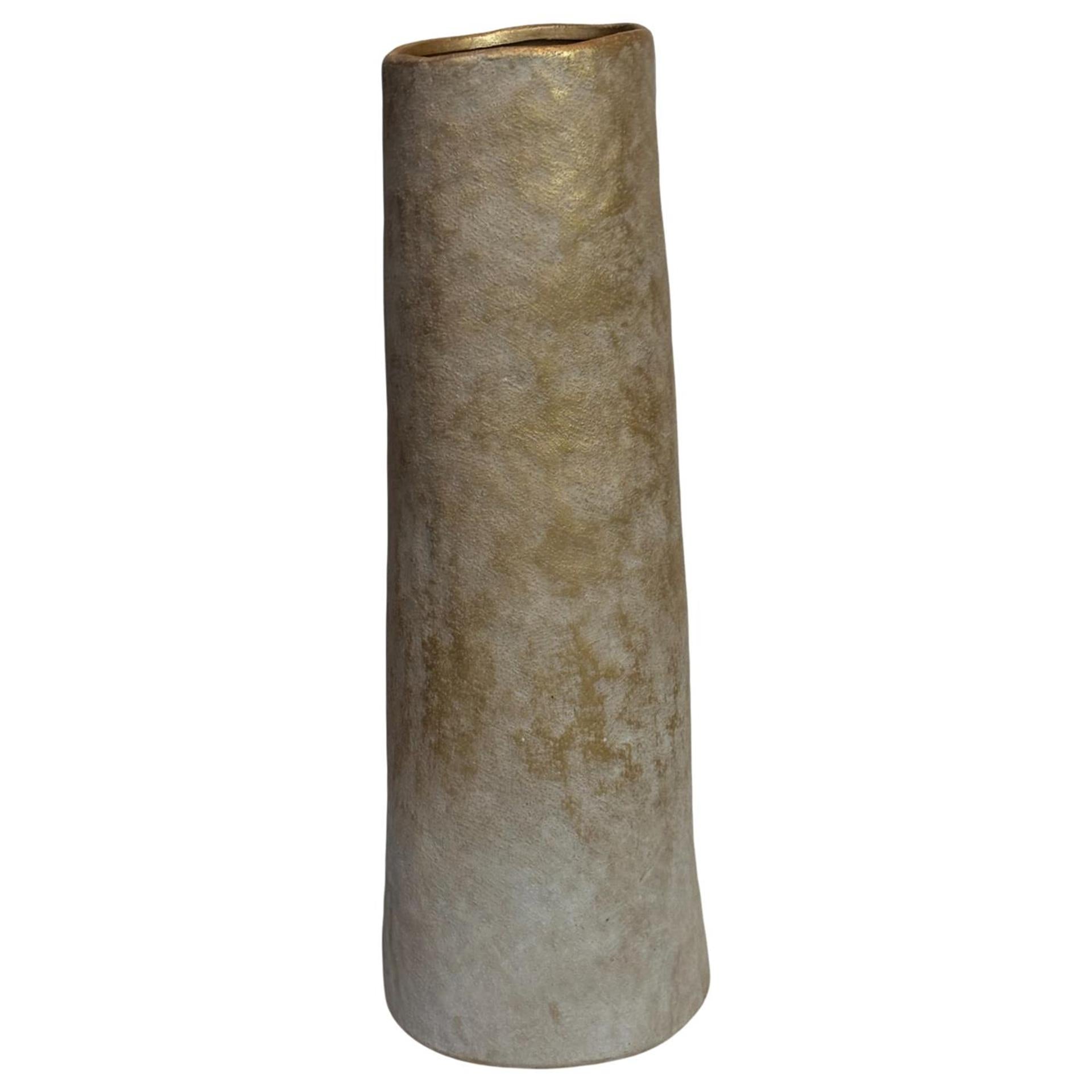 Mansion atmosphere vaas isa beige wit keramek 13x37.5cm