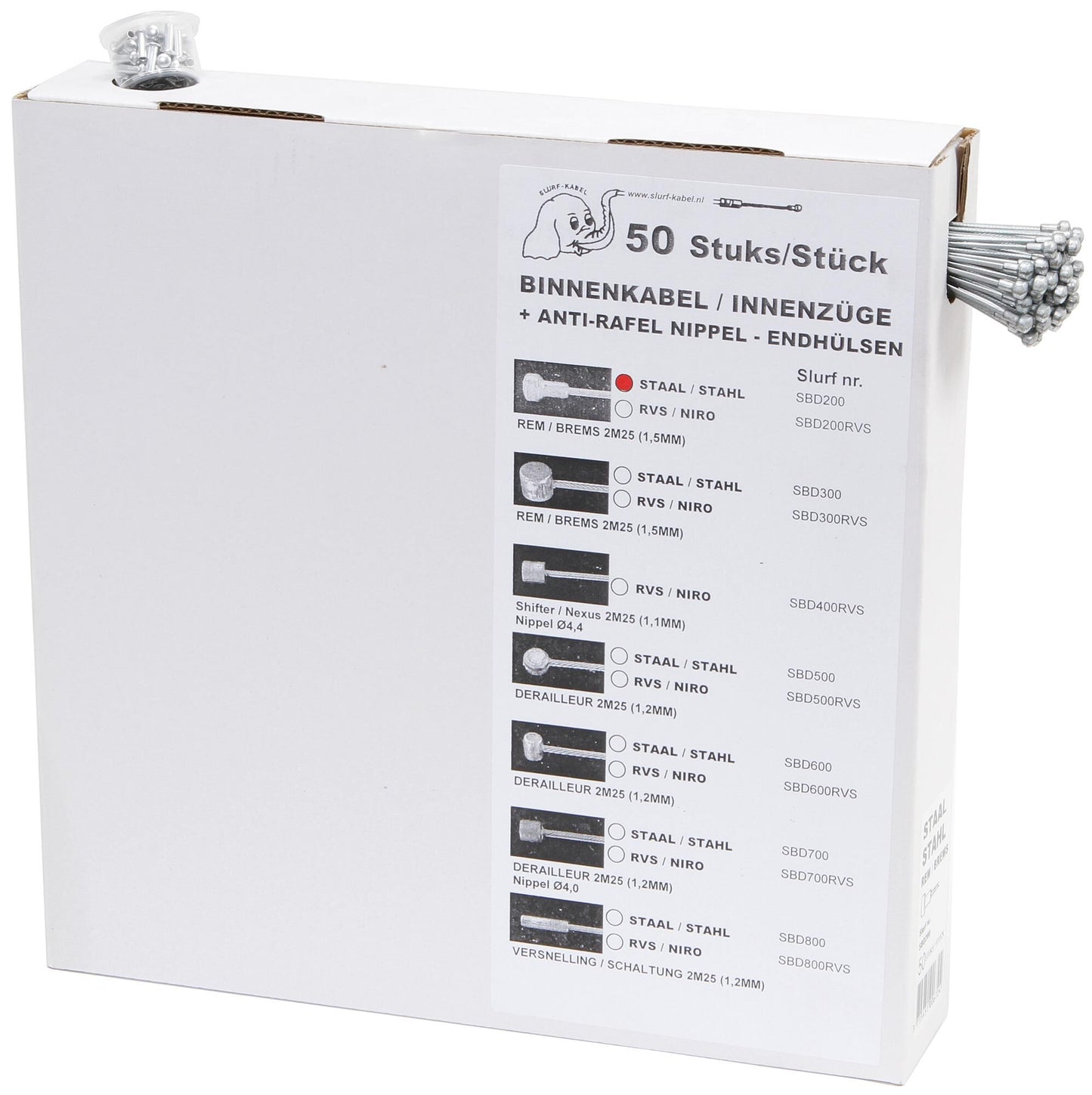 Slurf rembinnenkabel inner br.cab. steel 50psc.