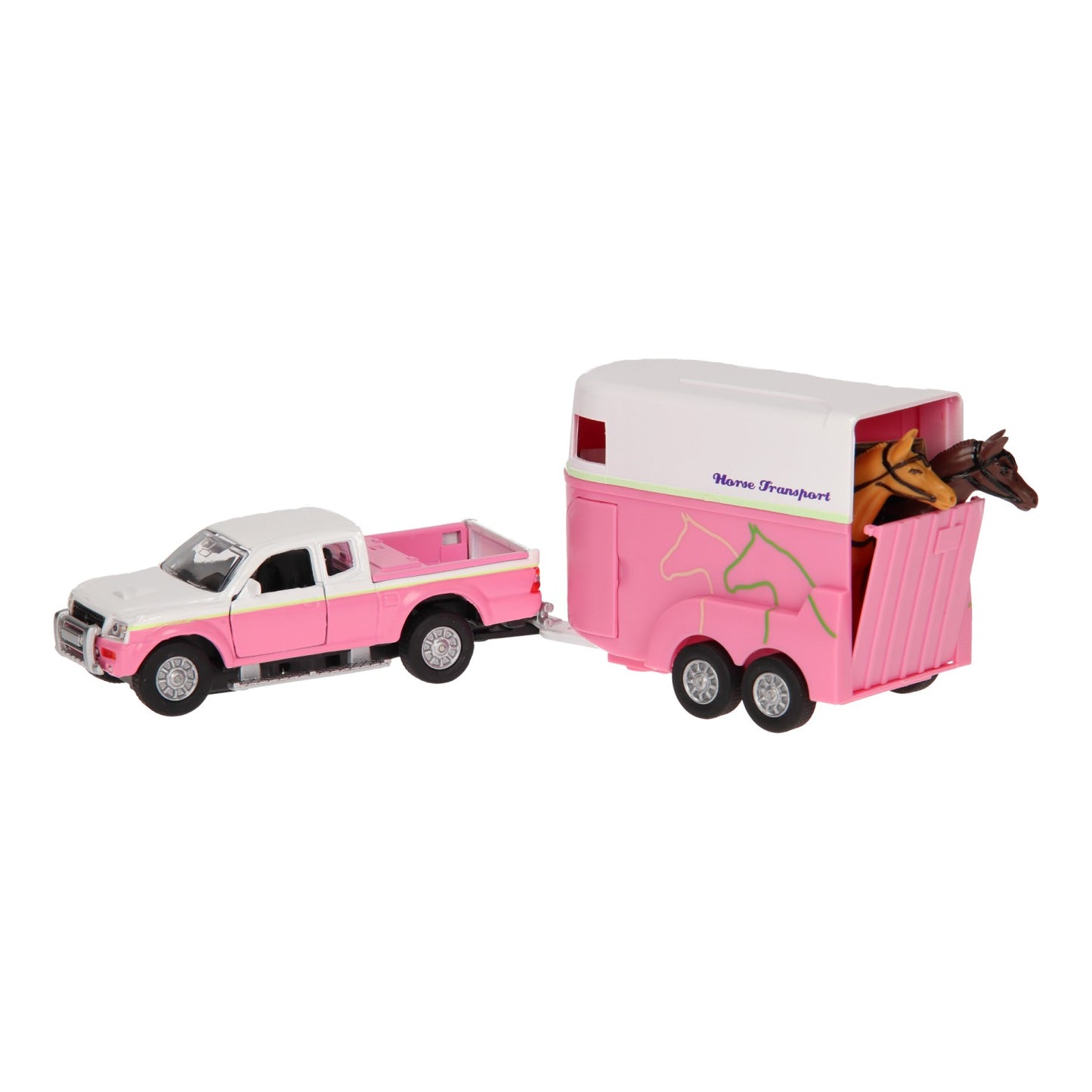 Kids Globe Die-cast Auto met Paardentrailer Roze, 1:32