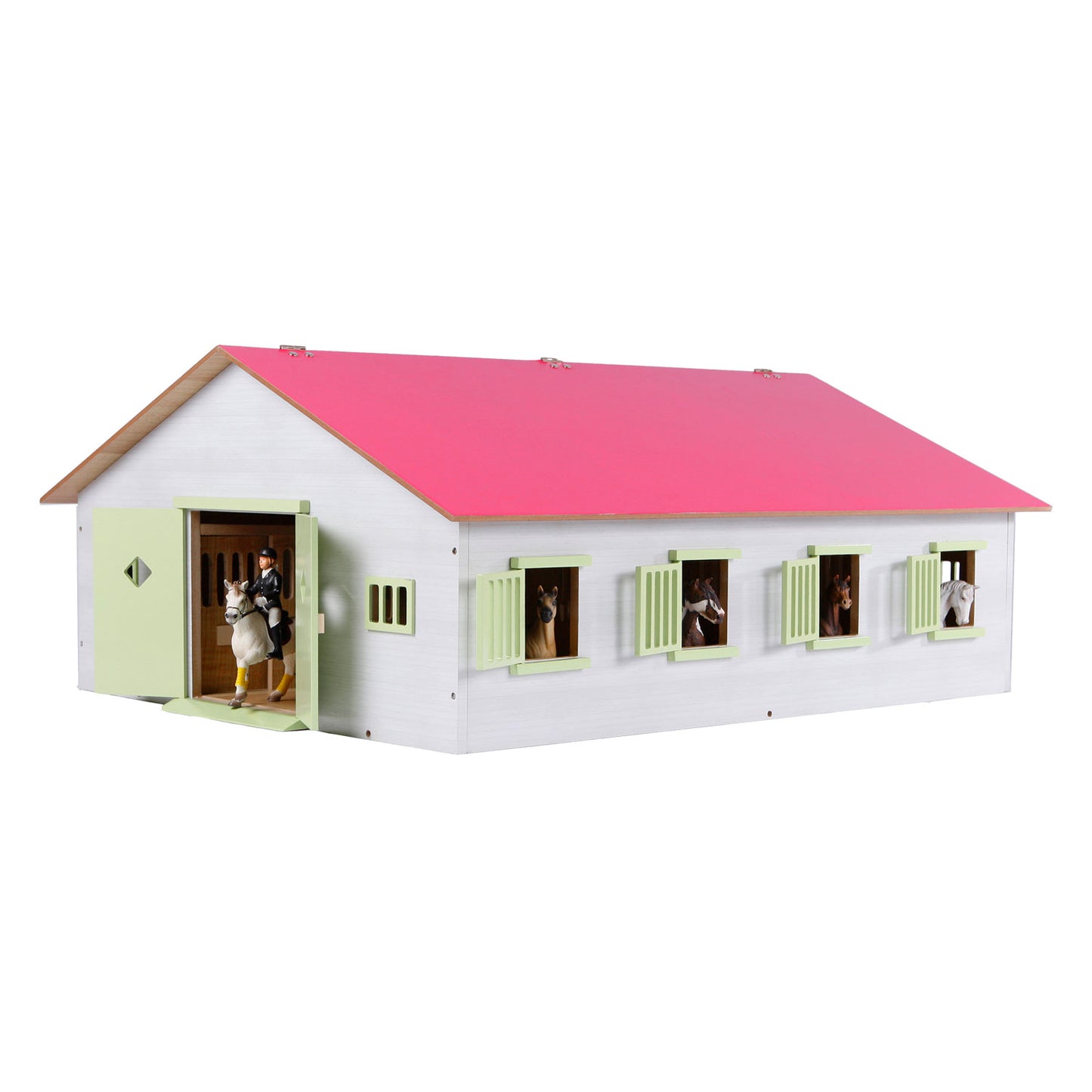 Kids Globe Globe Paardenstal Roze met 7 Boxen, 1:24