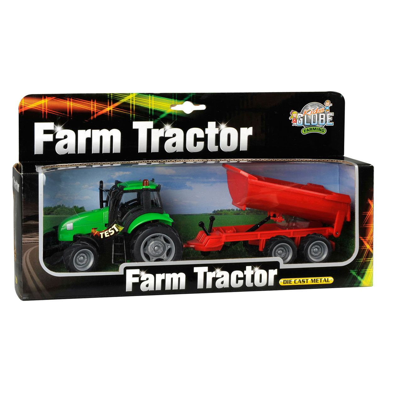 Kids globe tractor met aanhanger licht geluid 1:32