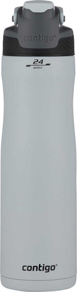 Contigo autoseal chill drinkfles, grote bpa-vrije roestvrijstalen waterfles, thermosfles lekvrij, houdt dranken tot 24 uur koel; voor sport, fietsen, joggen, wandelen, 720 ml | matte black