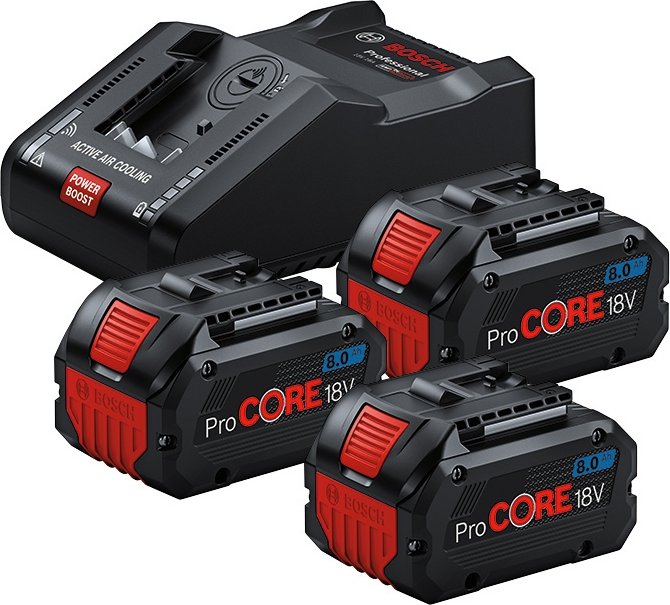 Bosch blauw 3 x procore18v 8.0ah + 1 x gal 18v-160 | accuset - 0615a5004y