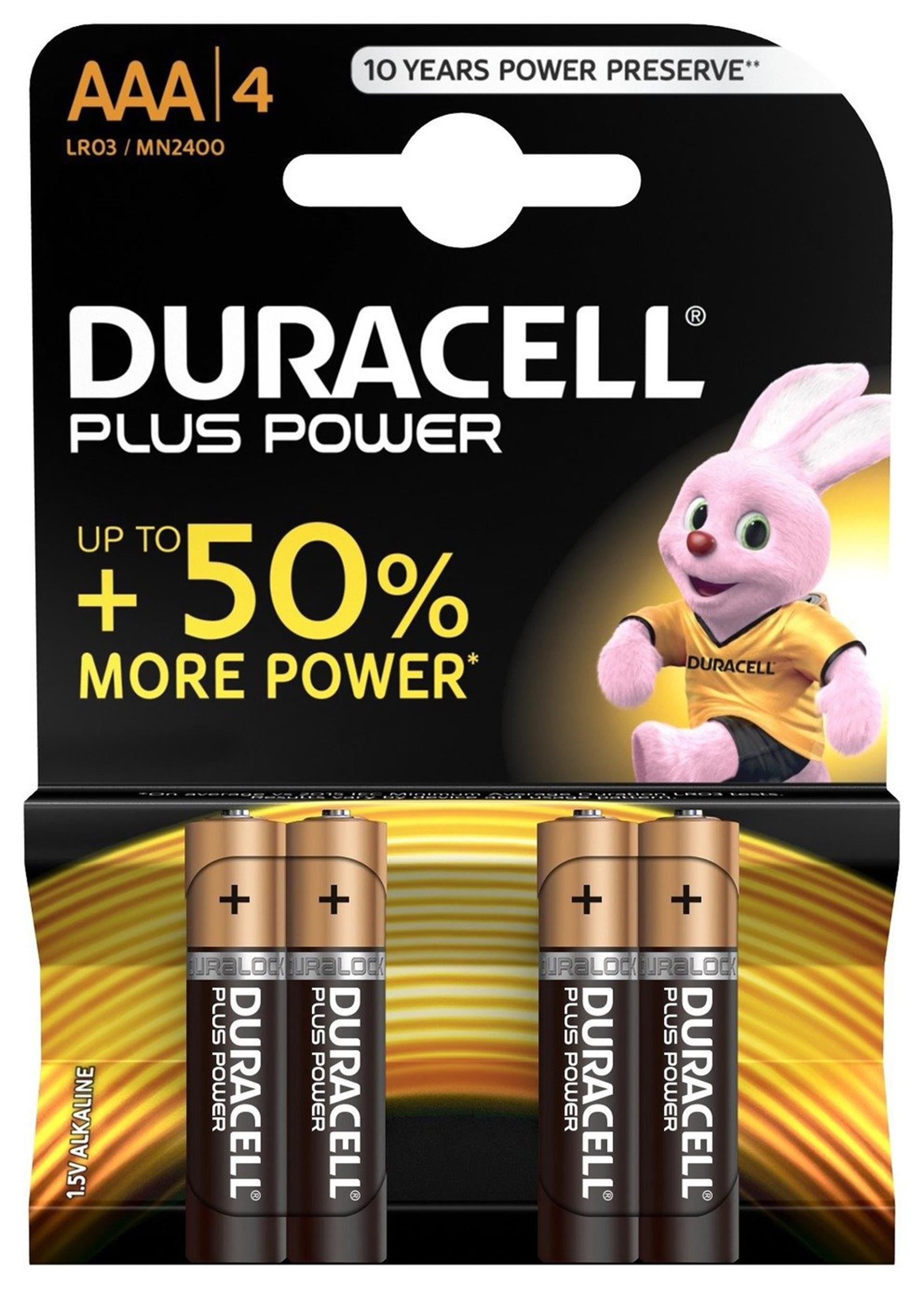 Duracell plus power duralock alkaline aaa lr03 blister a 4 stuks
