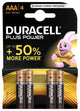 Duracell plus power duralock alkaline aaa lr03 blister a 4 stuks