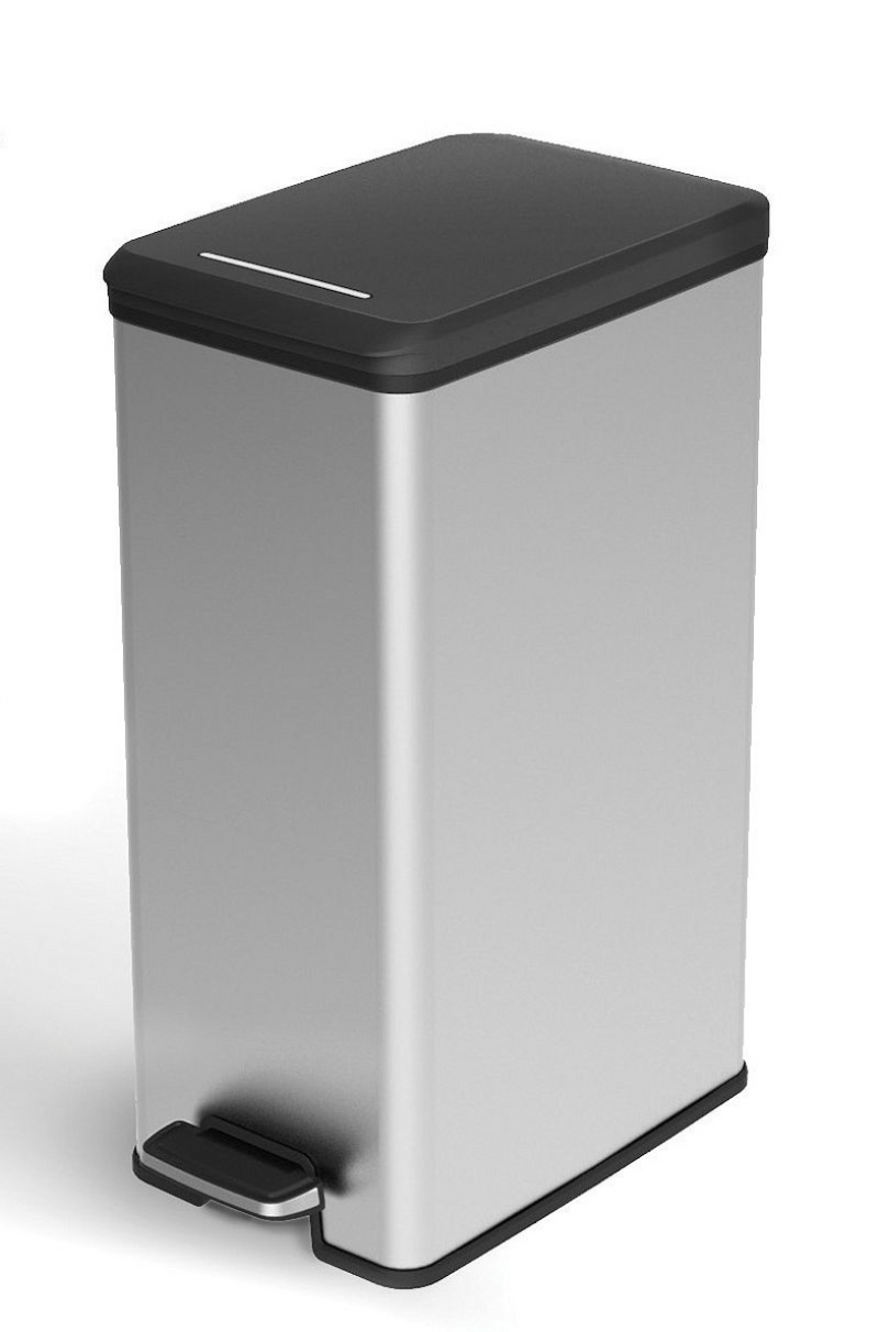 Curver decobin slimbin pedaalemmer 40l zilver metallic zwart