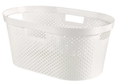 Curver infinity dots wasmand recycled 40 liter wit 59x39x26cm
