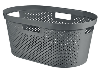 Curver infinity wasmand dots 40l - 100% recycled donkergrijs