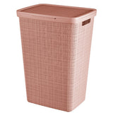 Curver wasmand met deksel jute-look 58l roze - afbeelding 1