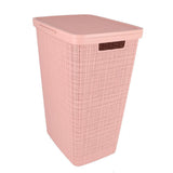 Curver wasmand met deksel jute-look 58l roze - afbeelding 3