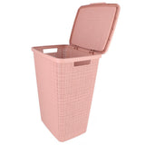 Curver wasmand met deksel jute-look 58l roze - afbeelding 4