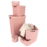 Curver wasmand met deksel jute-look 58l roze - afbeelding 6