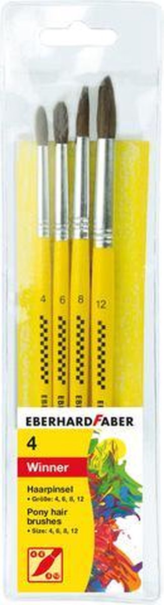 Eberhard faber penselenset - winner - 4 stuks - ponyhaar - 4-6-8-12 - ef-579922