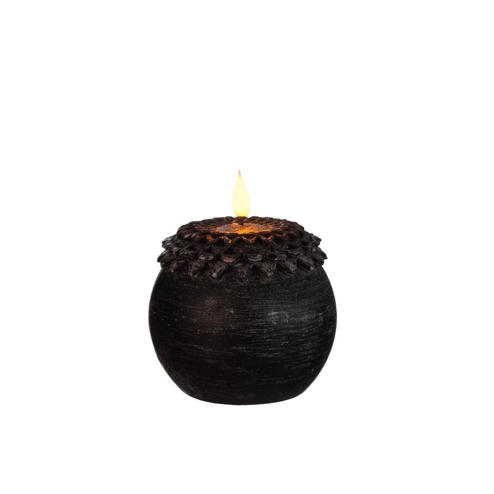Ideas 4 seasons led kaars wax bloem parel zwart ø9xh12cm