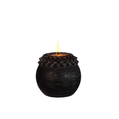 Ideas 4 seasons led kaars wax bloem parel zwart ø9xh12cm