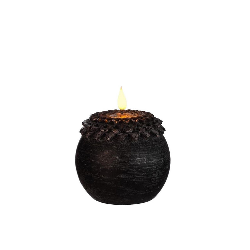 Ideas 4 seasons led kaars wax bloem parel zwart ø9xh12cm