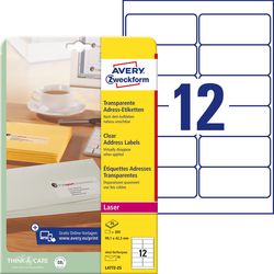 Adresetiketten avery zweckform quickpeel transparant 300 stuks