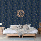 DUTCH WALLCOVERINGS DUTCH WALLCOVERINGS Behang Geometric blauw en goudkleurig - afbeelding 1